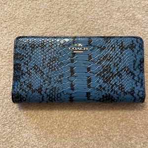 Coach large blue snakeskin wallet